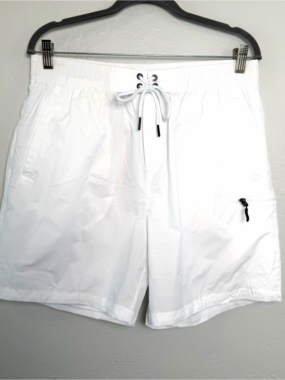 Gradual Men's White 5" Inseam Swim Trunks Drawstring Waist L Quick-Dry NWT